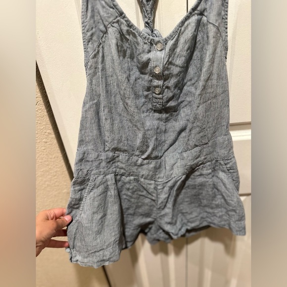 LONDONJEAN Linen100% Striped Romper Lagenlook Boho , size S - Picture 7 of 9